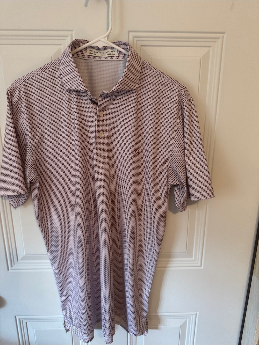 Holderness & Bourne Men's Short Sleeve Performance Polo - Light Burgundy Pattern